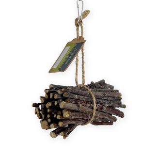 Гілочки яблуні на мотузці для папужок і гризунів